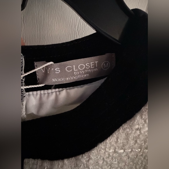 VY’S CLOSET, Dress White Black, Tweed Blazer Buttons Mini Women’s Size M NWT - Picture 2 of 15